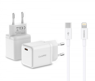 10cosmos 25w gan usb c snel oplader met lightning kabel   geschikt voor iphone snellader