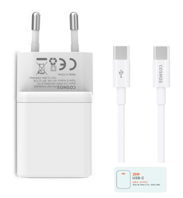 131cosmos 25w gan usb c snel oplader met usb c kabel   geschikt voor iphone snellader