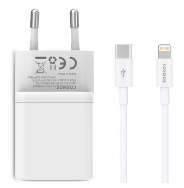 8cosmos 25w gan usb c snel oplader met lightning kabel   geschikt voor iphone snellader