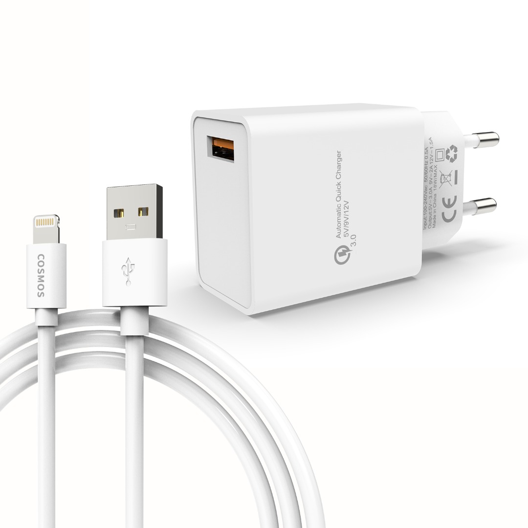 2m iPhone 18W USB Sneloplader + USB Lightning kabel - iPhone Oplader kabels - Kabelvooriphone.nl De beste + Gratis verzending